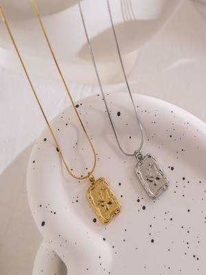 Silver plated butterfly pendant necklace 5
