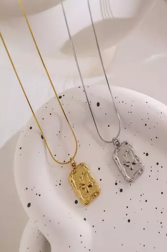 Silver plated butterfly pendant necklace