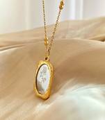 18k plated rose mirror pendant