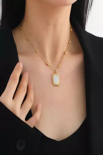 18k plated rose mirror pendant