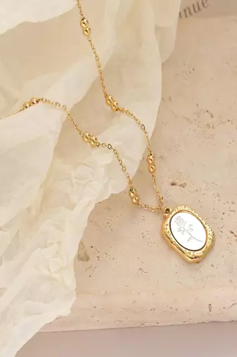 18k plated rose mirror pendant
