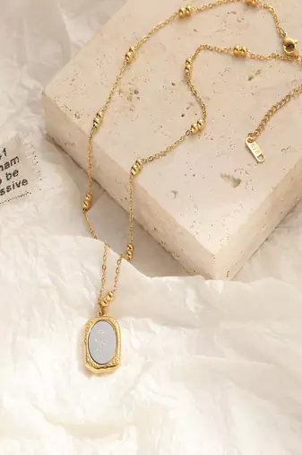 18k plated rose mirror pendant