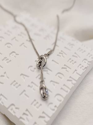 Silver plated tassel knot necklace 4