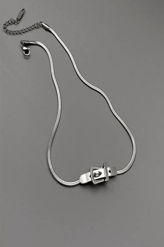 Silver plated belt necklace