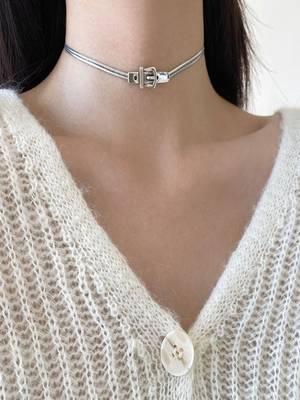 Silver plated belt necklace 2