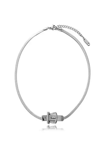 Silver plated belt necklace