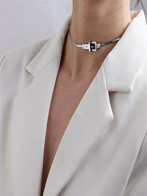Silver plated belt necklace 5