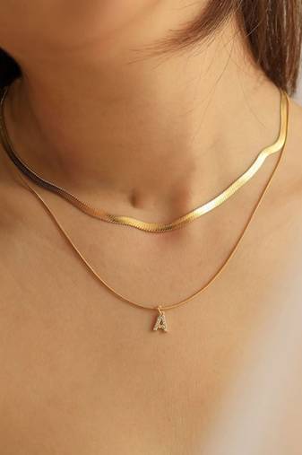 18k plated initial a necklace