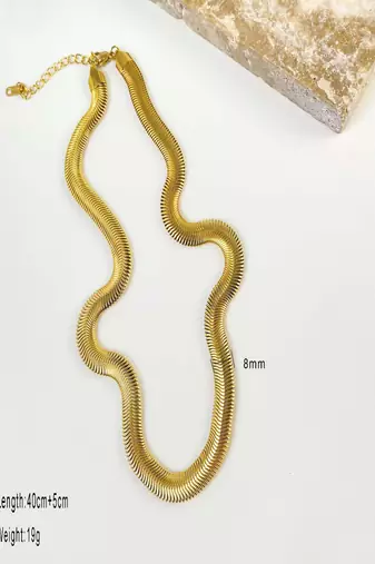 18k plated flat snake chain