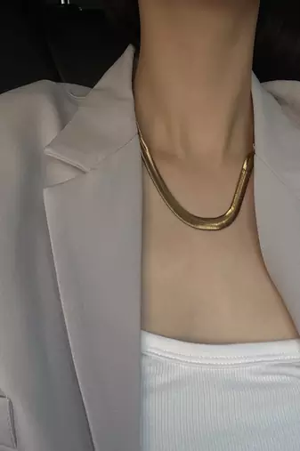 18k plated flat snake chain