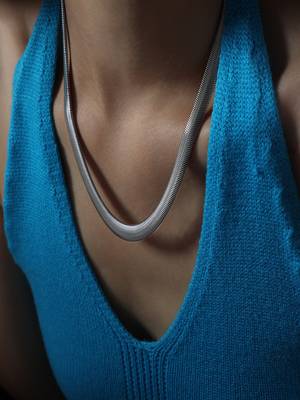 Silver plated flat snake chain 1