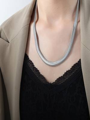 Silver plated flat snake chain 2