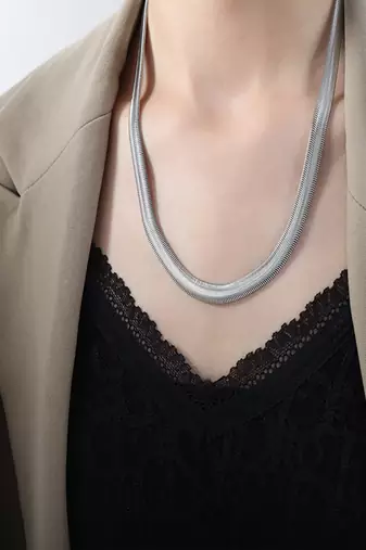 Silver plated flat snake chain