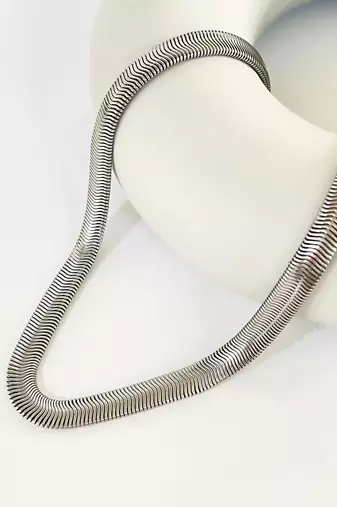 Silver plated flat snake chain