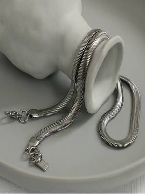 Silver plated flat snake chain 4