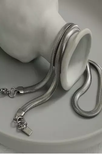 Silver plated flat snake chain
