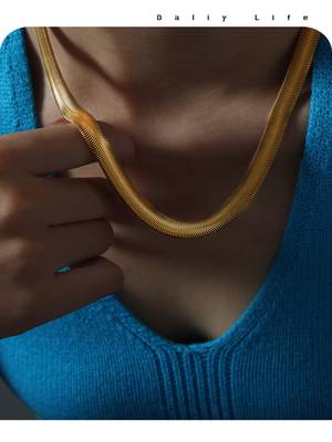 18k plated flat snake chain 4