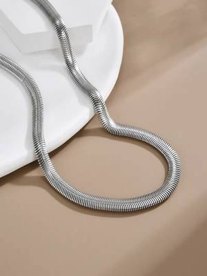 Silver plated flat snake chain 1