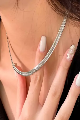 Silver plated flat snake chain