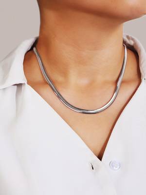 Silver plated flat snake chain 3