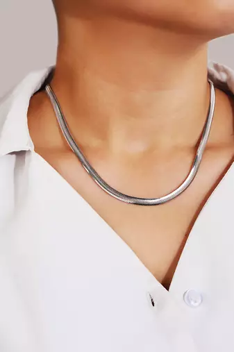 Silver plated flat snake chain