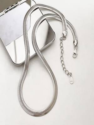 Silver plated flat snake chain 5