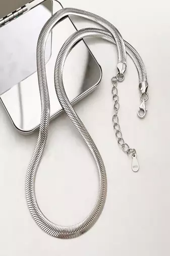 Silver plated flat snake chain