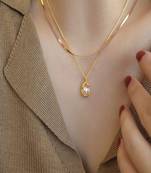 18k plated pearl layered necklace