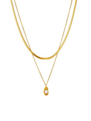 18k plated pearl layered necklace 3
