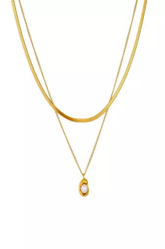 18k plated pearl layered necklace