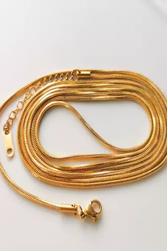 18k gold plated long snake chain18