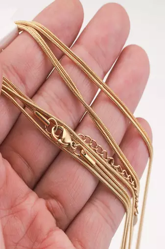 18k gold plated long snake chain18