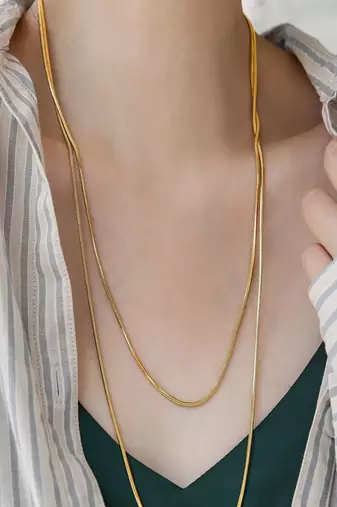 18k gold plated long snake chain18