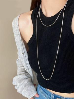 Silver plated long snake chain 1