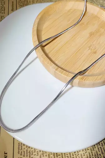Silver plated long snake chain