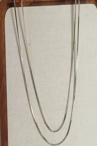 Silver plated long snake chain
