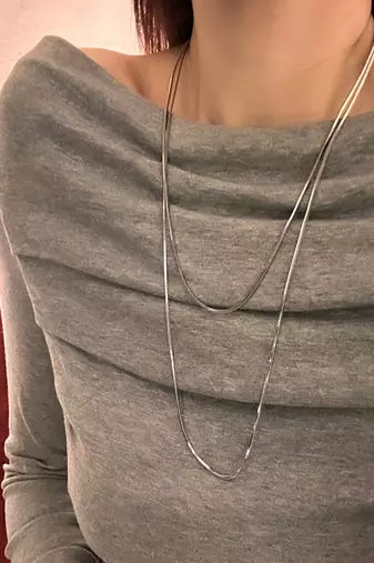 Silver plated long snake chain