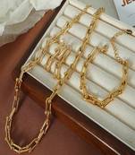 18k plated link necklace set