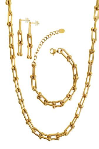 18k plated link necklace set