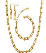 18k plated link necklace set