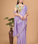 Purple Emblished Jimmy Choo Saree With Blouse (Un-Stitched)