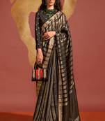 Black Georgette Zari Banarasi And Zari Weaving Rich Pallu Saree With Blouse For Women
