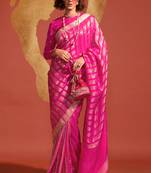 Rani Pink Georgette Zari Banarasi And Zari Weaving Rich Pallu Saree With Blouse For Women