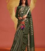 Green Georgette Zari Banarasi And Zari Weaving Rich Pallu Saree With Blouse For Women
