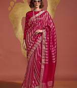 Pink Georgette Zari Banarasi And Zari Weaving Rich Pallu Saree With Blouse For Women