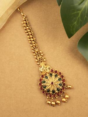 Gold plated ethnic stylish mangtika for women 1