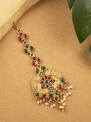 Gold plated ethnic stylish mangtika for women 1