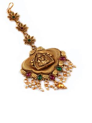 Gold plated ethnic stylish mangtika for women 2
