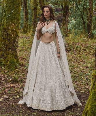 White embroidery Organza Lehenga Set 1