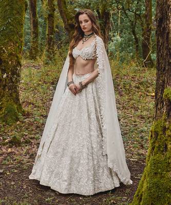 White embroidery Organza Lehenga Set 2